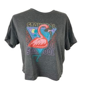 Old Navy Girls Gray Short Sleeve Flamingo T-Shirt 14 🦩